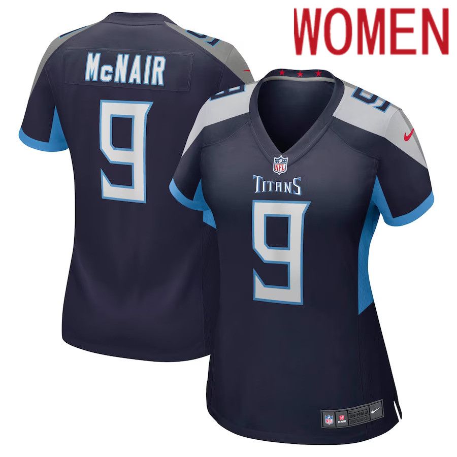 Women Tennessee Titans #9 Steve McNair Nike Navy Game Retired Player NFL Jersey